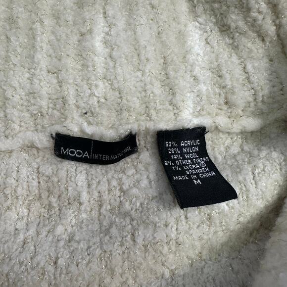 Y2k Wool Blend moda international cream off the shoulder sweater - Picture 7 of 8